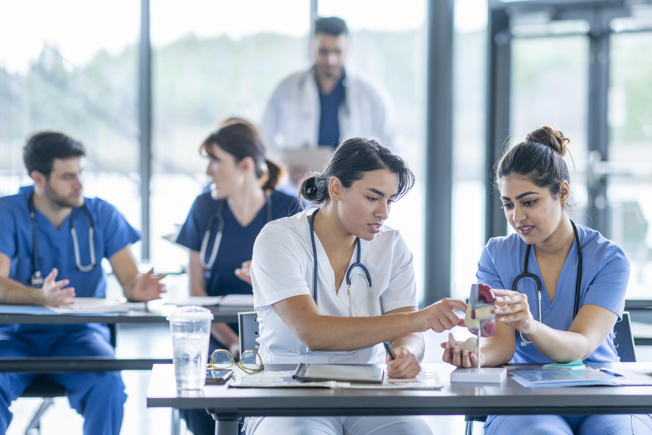 Nurses in a cafeteria